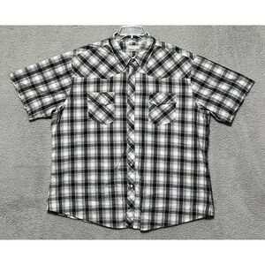 Wrangler Wrancher Pearl Snap Shirt Mens 2XL Plaid Western Cowboy‎ Rockabilly